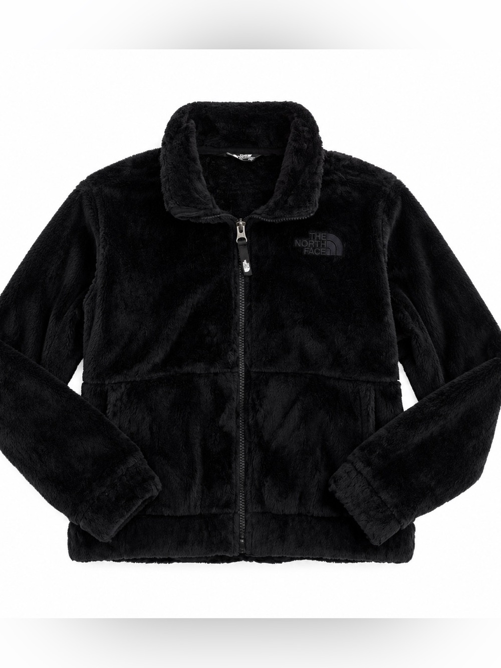 The North Face Girls Black Plush Fleece Full Zip Jacket Size M 10/12